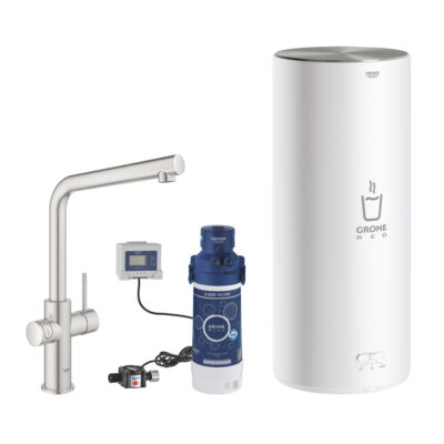 Grohe Red Duo L-juoksuputki, L-koon boileri, supersteel